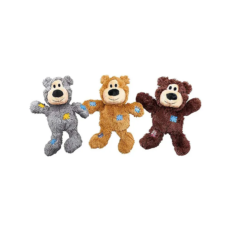 Kong Medium/Large Wild Knots Bear in Grey/Orange/Brown